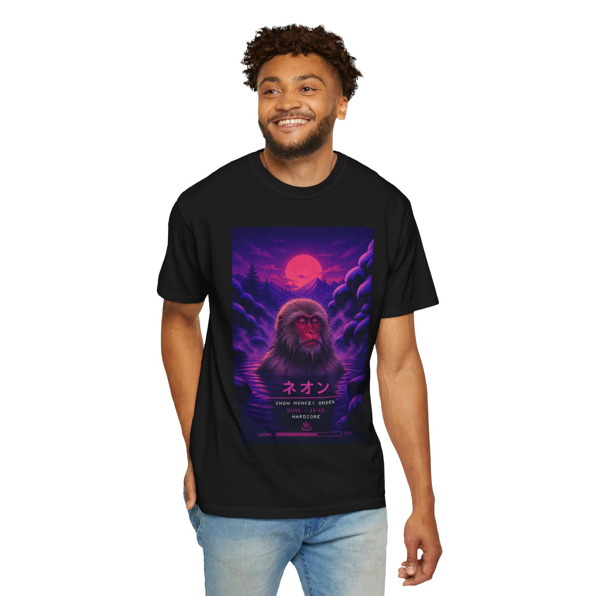 Neon Monkey Tee — Retro Japanese Vaporwave Graphic T-Shirt