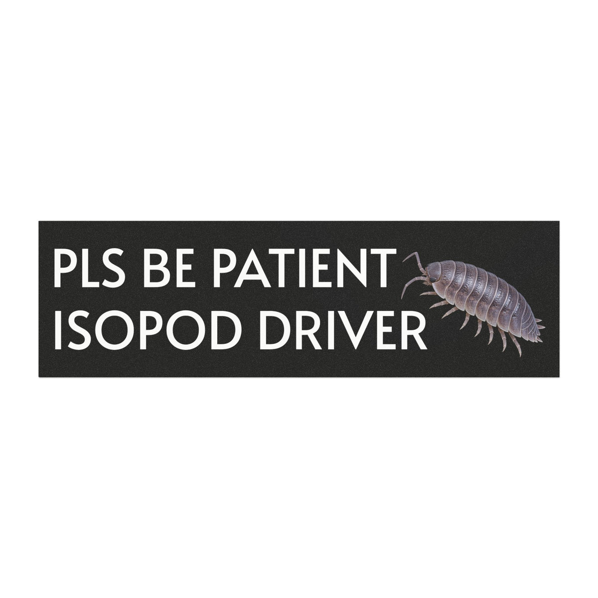 Isopod Driver Car Magnet — Funny "Pls Be Patient" Cute Rolled Woodlouse Decal