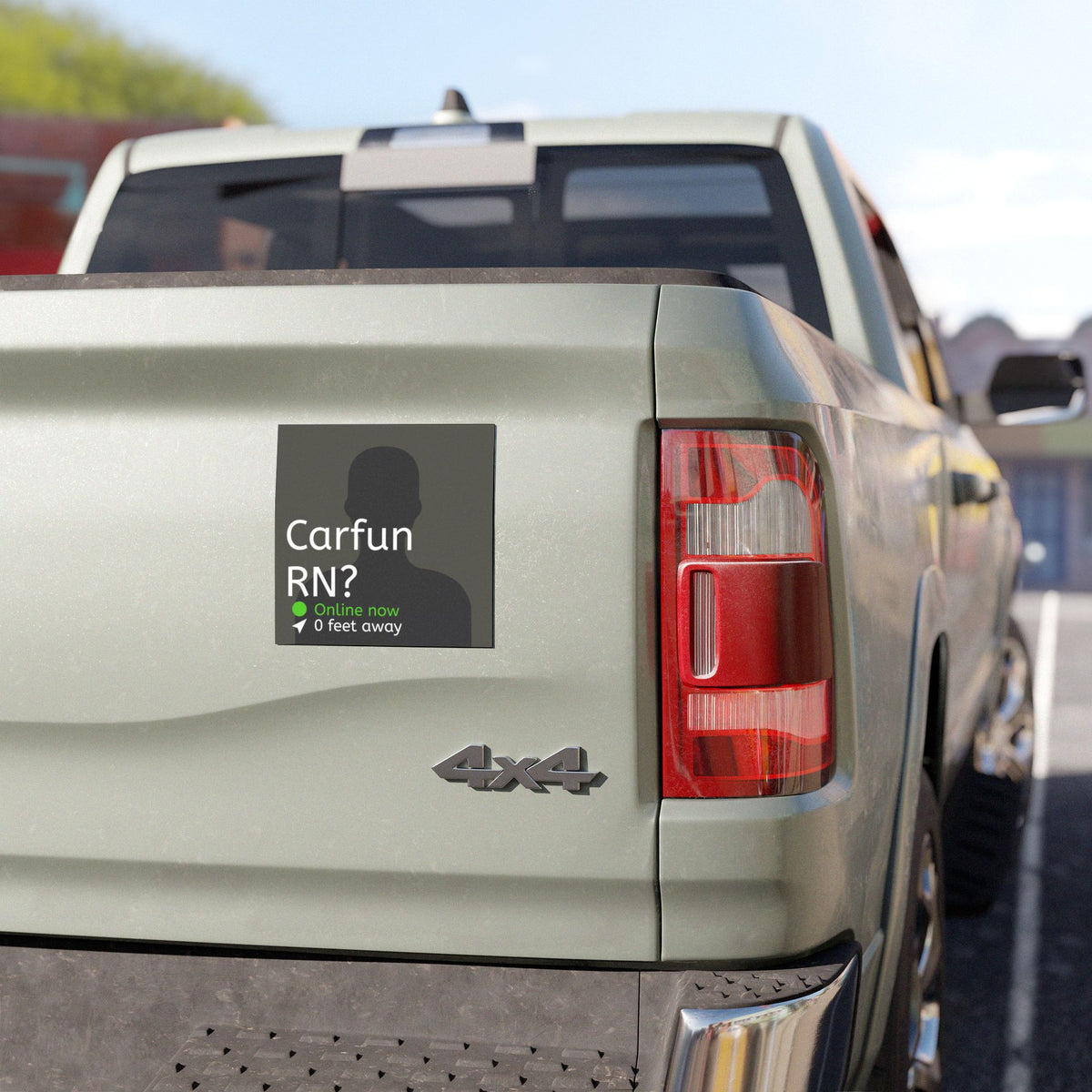 Car Magnet - "Carfun RN? Online Now 0 Feet Away" Humor Sticker for Vehicles