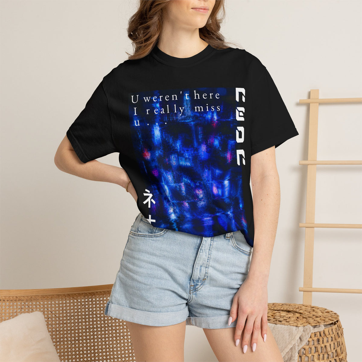 NEON Shibuya T-Shirt — "U weren't here I rlly miss u..." Vaporwave Tee
