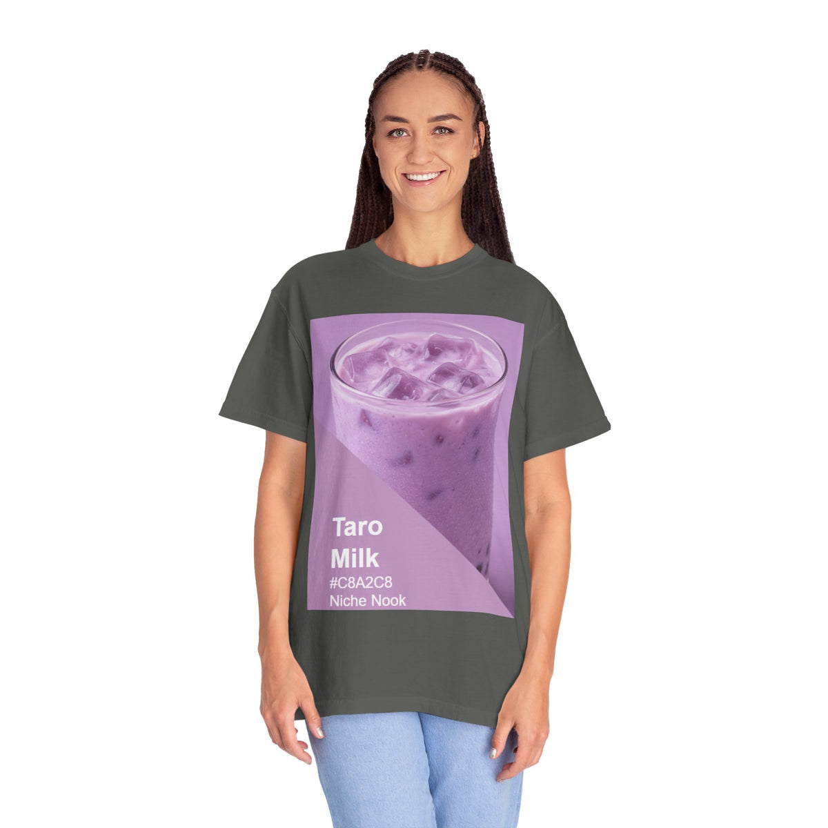 Taro Milk Graphic T-Shirt — Purple Aesthetic Boba Tee