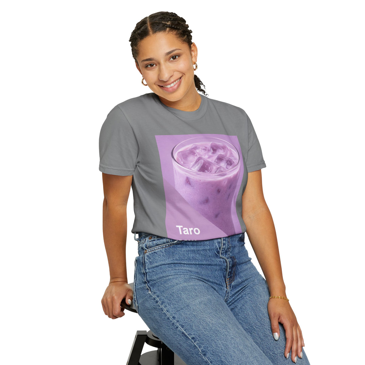 Taro Milk Graphic T-Shirt — Purple Aesthetic Boba Tee