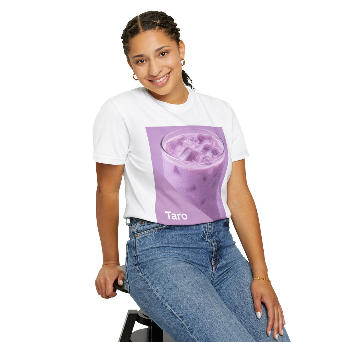 Taro Milk Graphic T-Shirt — Purple Aesthetic Boba Tee
