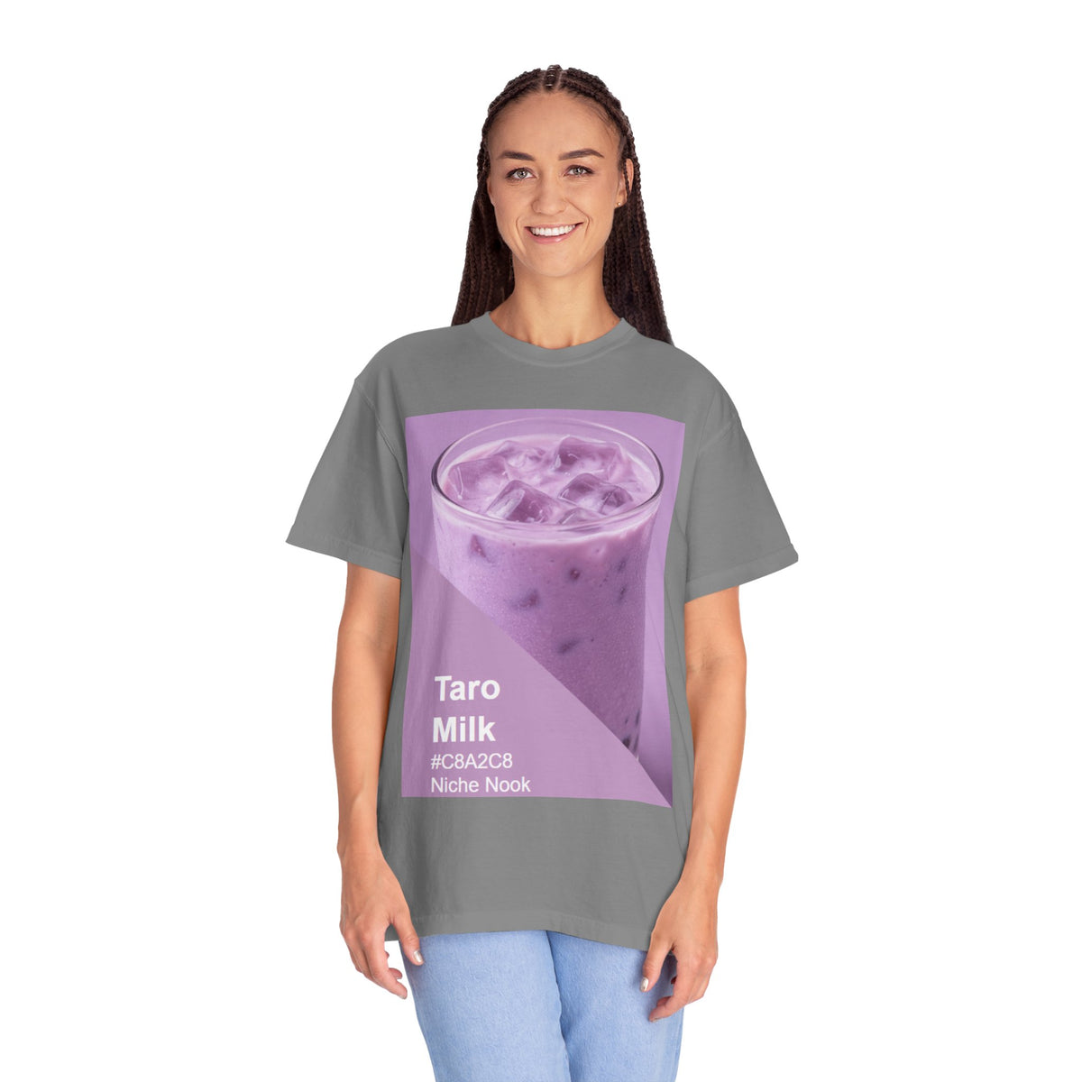 Taro Milk Graphic T-Shirt — Purple Aesthetic Boba Tee