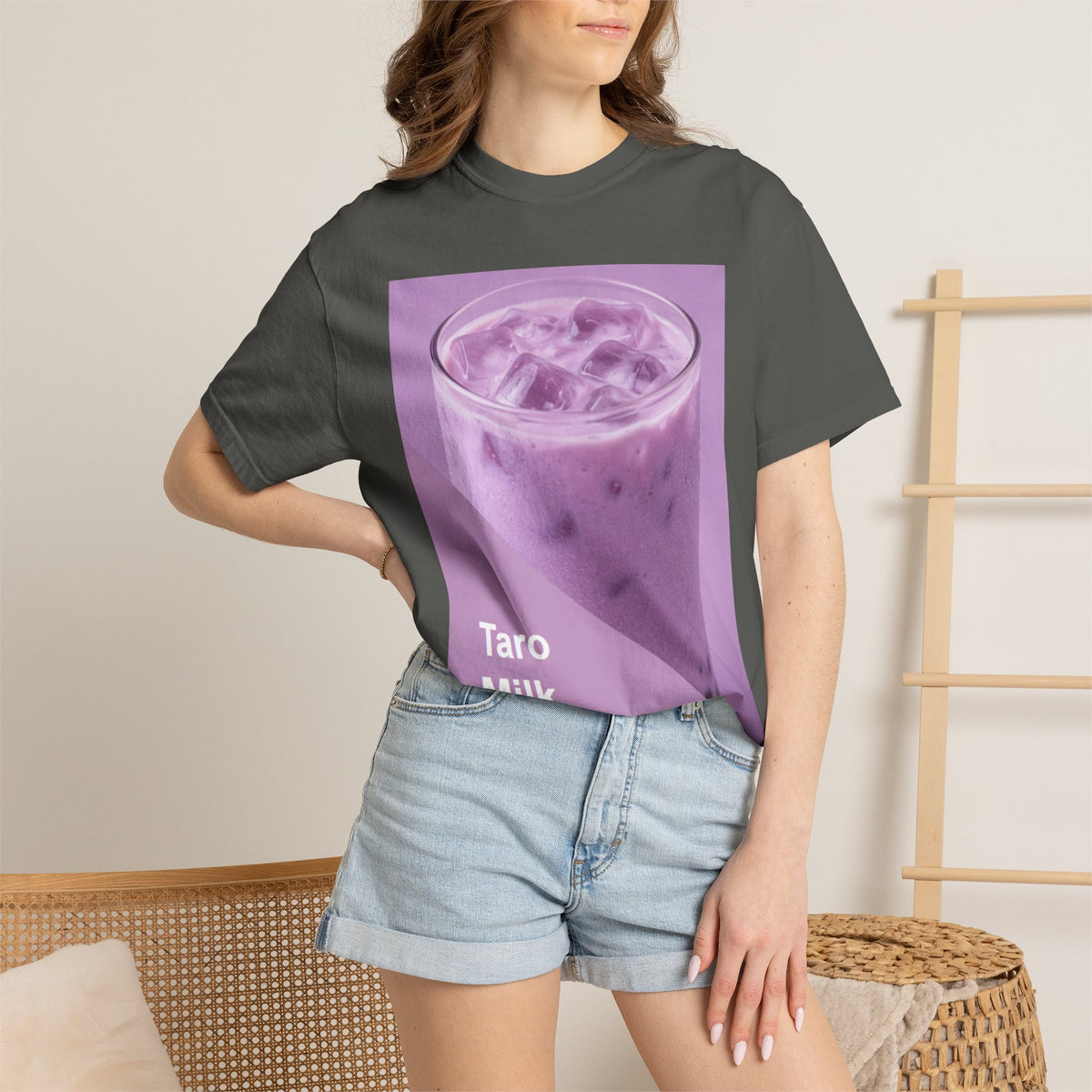 Taro Milk Graphic T-Shirt — Purple Aesthetic Boba Tee