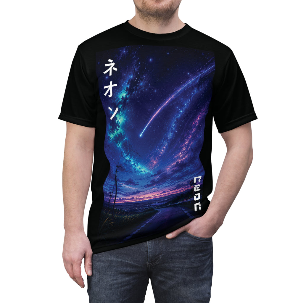 Neon Night Sky Meteor Shower Tee