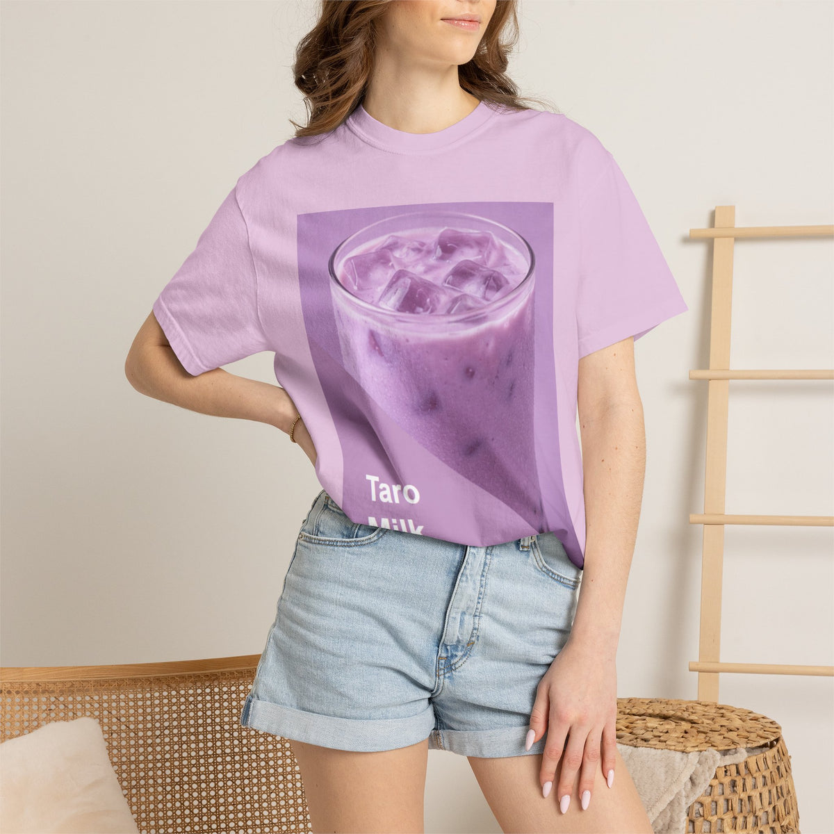 Taro Milk Graphic T-Shirt — Purple Aesthetic Boba Tee