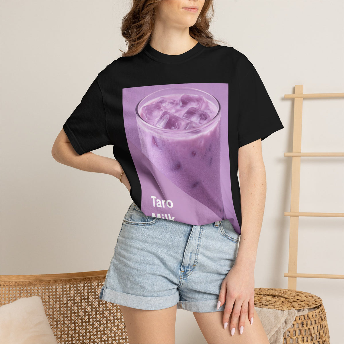 Taro Milk Graphic T-Shirt — Purple Aesthetic Boba Tee