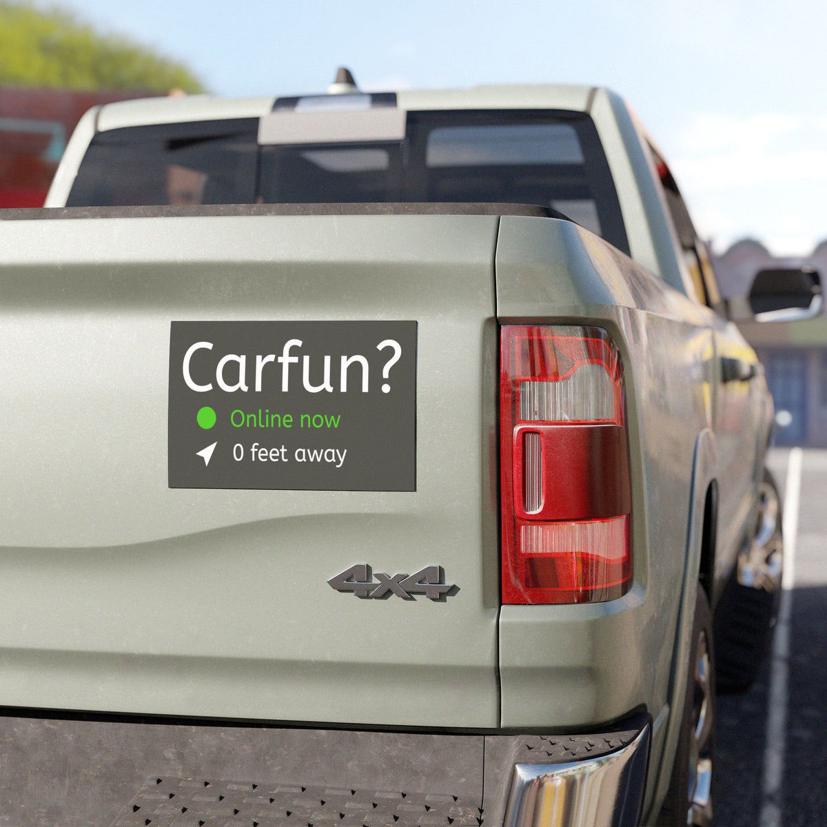 Car Magnet - "Carfun RN? Online Now 0 Feet Away" Humor Sticker for Vehicles