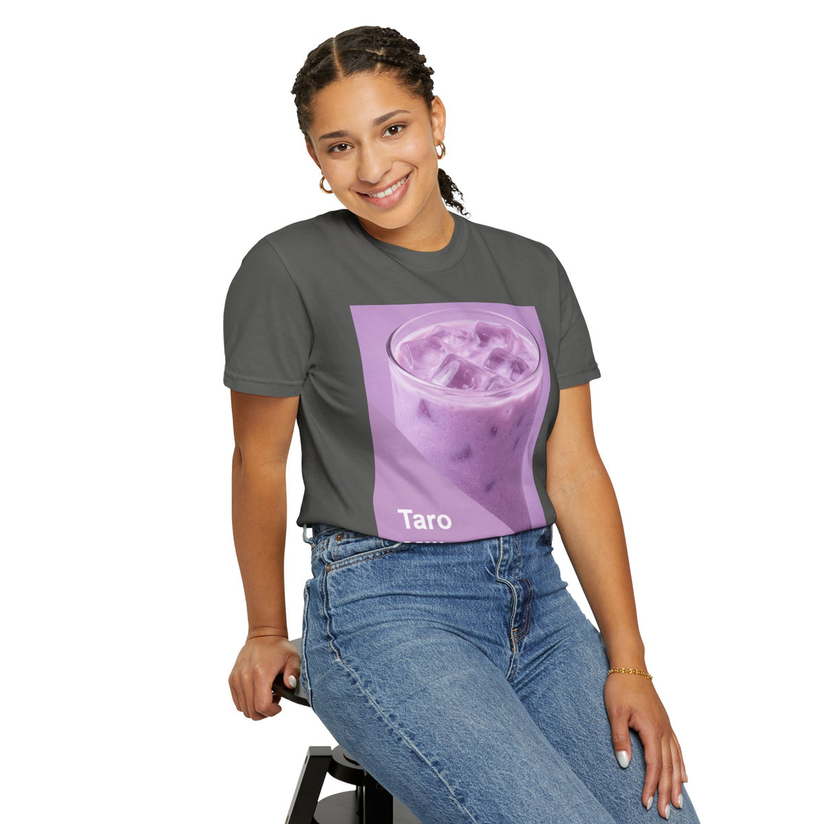 Taro Milk Graphic T-Shirt — Purple Aesthetic Boba Tee