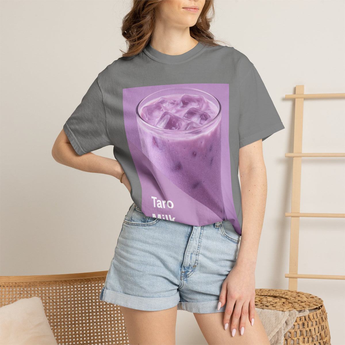 Taro Milk Graphic T-Shirt — Purple Aesthetic Boba Tee